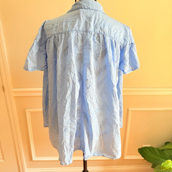 FREE PEOPLE WE THE FREE FLOAT AWAY SHIRT - BLUE VISTA size XS - Picture 5 of 6